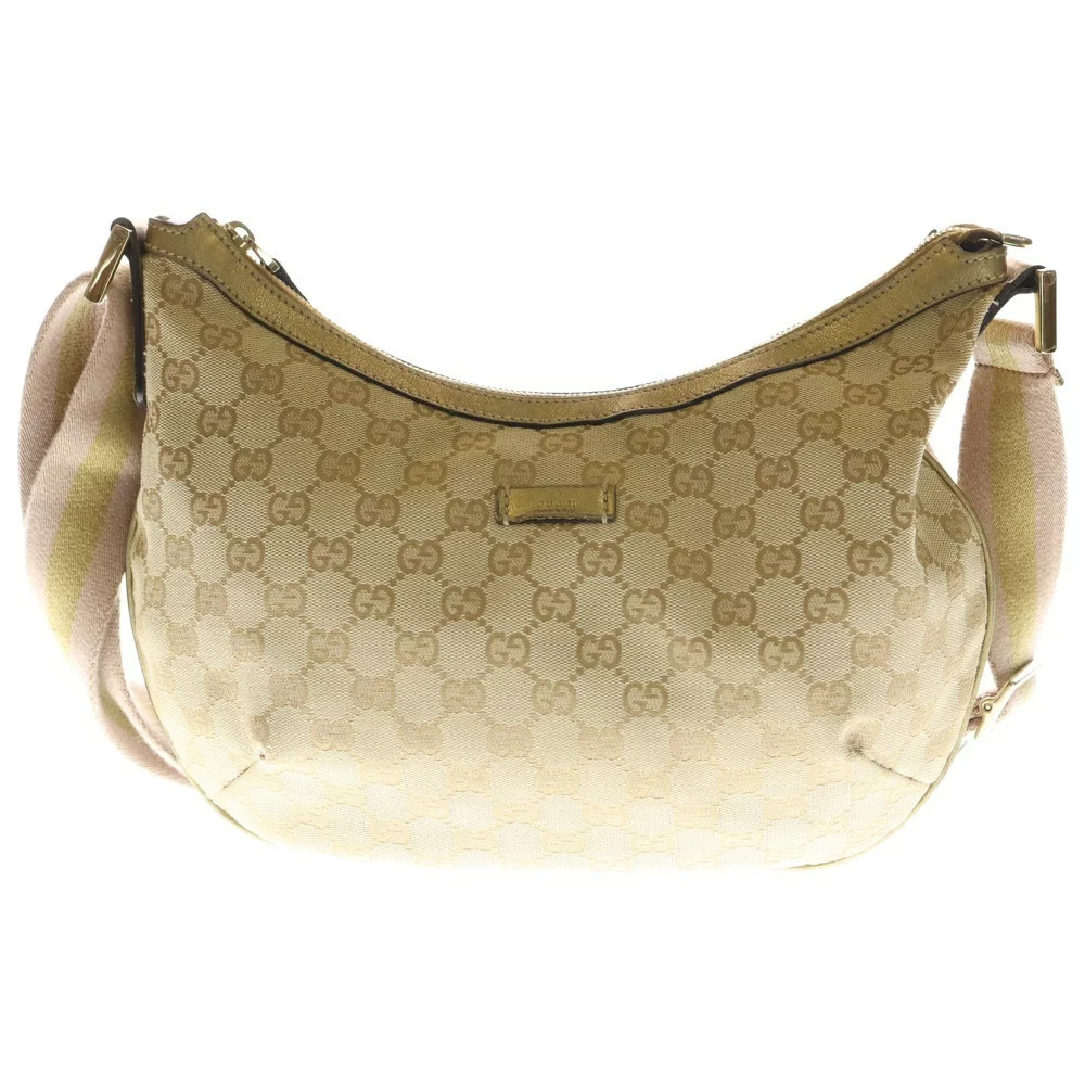 GUCCI GG Canvas Shoulder Bag Handbag Beige Pink